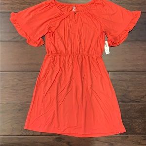 NWT Old Navy Dress Salmon Coral Ruffle Sz XL CUTE